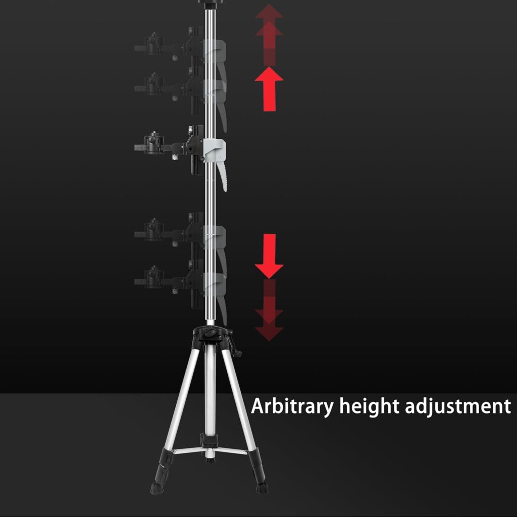 FENORGAN 13.8 Ft./4.2 m Laser Level Pole ，With1.2-meter tripod (47.24 in) tall tripod for laser level Interface 0.23and 0.59in，Adjustable Telescoping Laser Pole(13.7 foot support rod+3.9 foot tripod)