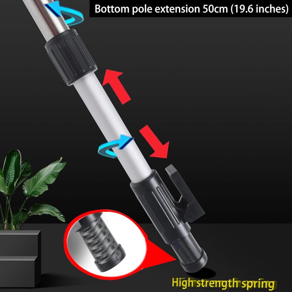 FENORGAN 13.8 Ft./4.2 m Laser Level Pole ，With1.2-meter tripod (47.24 in) tall tripod for laser level Interface 0.23and 0.59in，Adjustable Telescoping Laser Pole(13.7 foot support rod+3.9 foot tripod)
