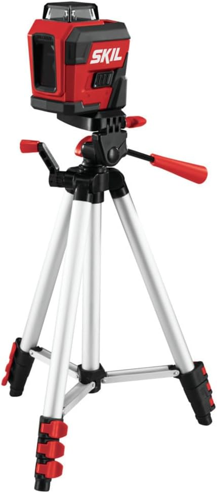 SKIL 65ft. 360° Red Self-Leveling Cross Line Laser Level with Horizontal and Vertical Lines Rechargeable Lithium Battery USB Charging Port, Compact Tripod  Carry Bag Included - LL932201